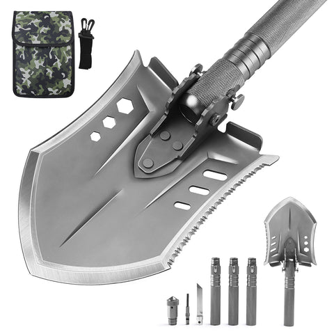 Folding Shovel Multi-Tool Tactical Portable with Pocket Foldable for Camping Hiking Outdoor Sports