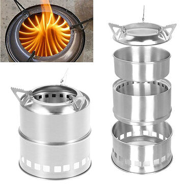 Stainless Steel Camping Stove Potable Wood Burning Stoves Backpacking Stove for Outdoor Hiking Picnic BBQ